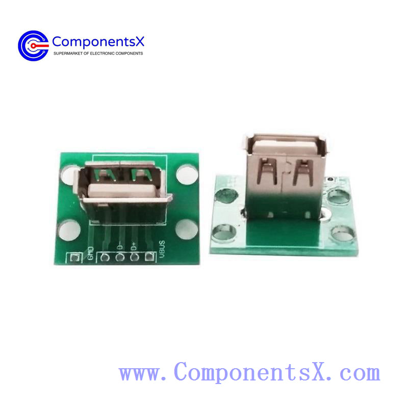 90 degree USB female socket with PCB board USB female A female USB2.0 female socket has been soldering