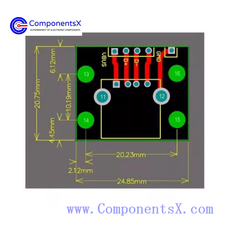 90 degree USB female socket with PCB board USB female A female USB2.0 female socket has been soldering