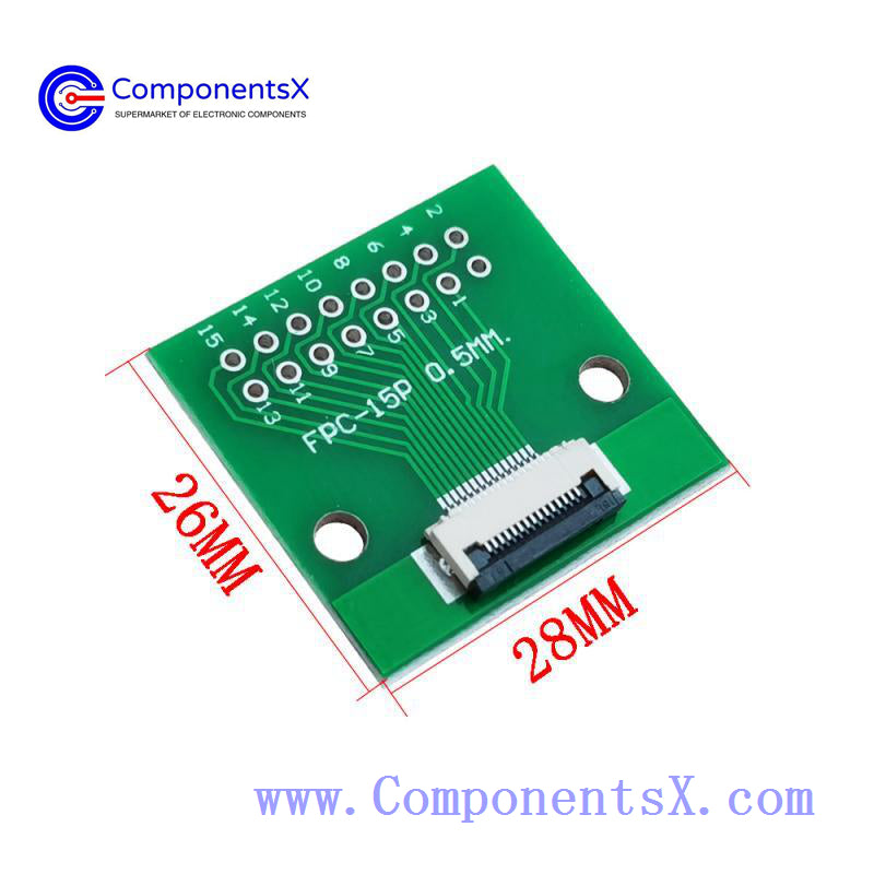 FPC 15 PIN adapter board FFC to 2.54 through hole  with 1.0mm/0.5mm pitch seat screen test board