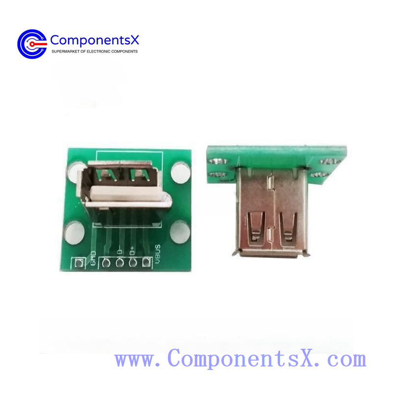 90 degree USB female socket with PCB board USB female A female USB2.0 female socket has been soldering