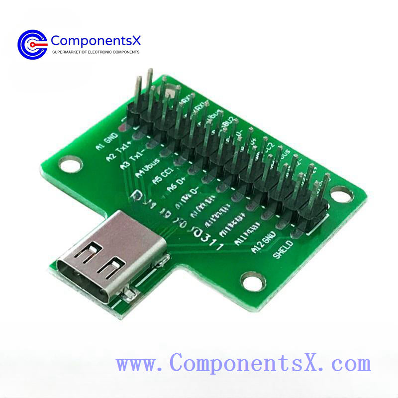 Double-sided reversible TYPE-C female test board USB 3.1 with PCB board 24P female connector with pin header