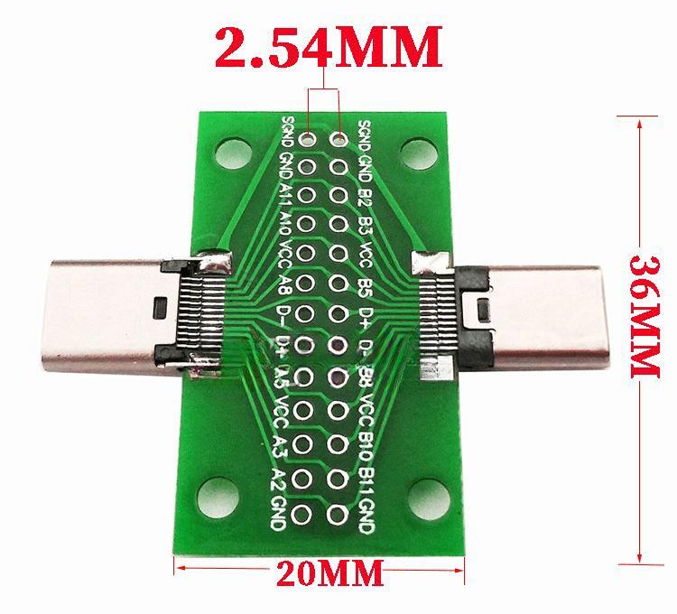 TYPE-C male and female test board double-sided front and back pin header 24P male to female USB3.1 data cable adapter