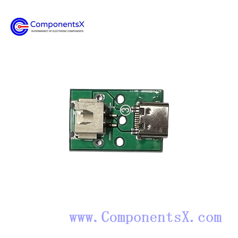 TYPE-C female base adapter plate, soldered terminal wire to XH2.54 PH2.0 power interface test board