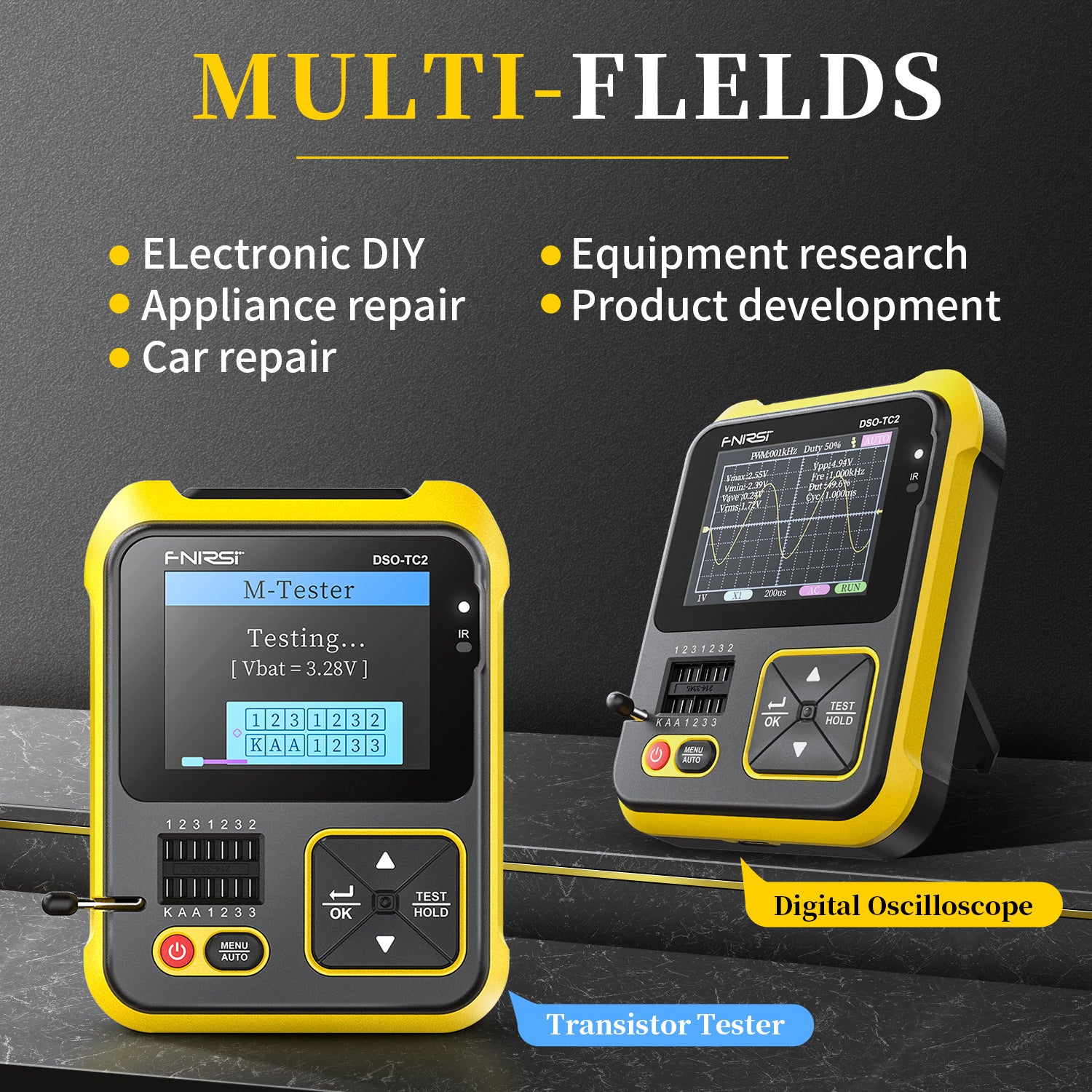 FNIRSI handheld digital oscilloscope LCR meter two-in-one DSO-TC2 portable electronic DIY testing teaching