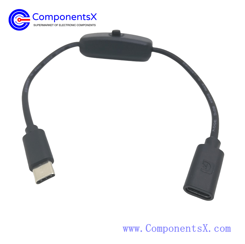 Raspberry Pi 4b high current switch cable Type-c male and female extension power cable with indicator light