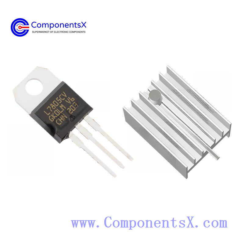 L7805CV L7805 TO-220 7805 Three-terminal voltage regulator tube, straight-in transistor + heat sink + screws