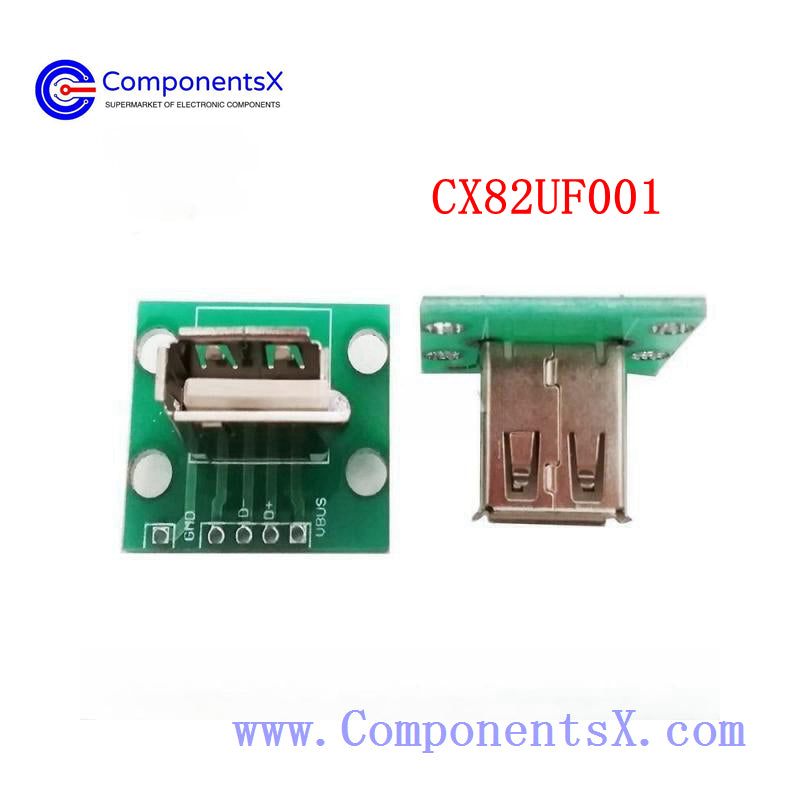 90 degree USB female socket with PCB board USB female A female USB2.0 female socket has been soldering