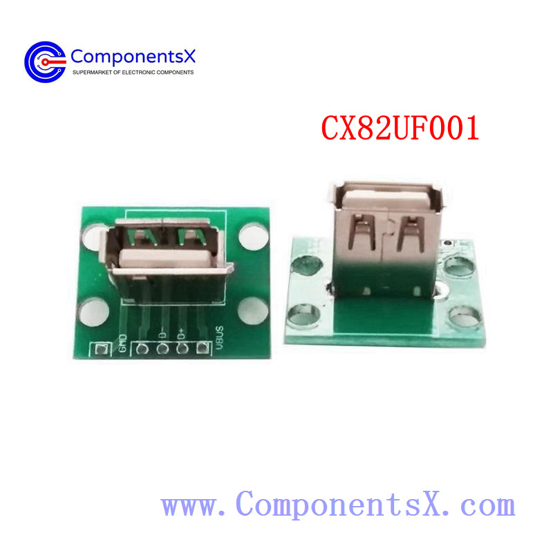 90 degree USB female socket with PCB board USB female A female USB2.0 female socket has been soldering