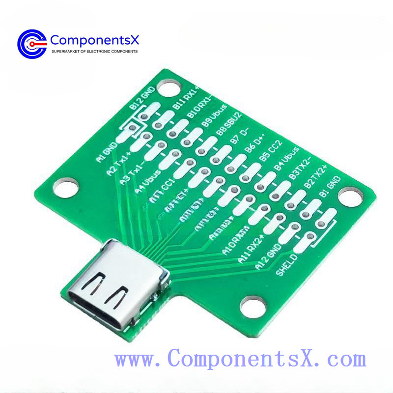 Double-sided reversible TYPE-C female test board USB 3.1 with PCB board 24P female connector with pin header