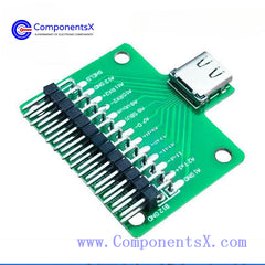 Double-sided reversible TYPE-C female test board USB 3.1 with PCB board 24P female connector with pin header