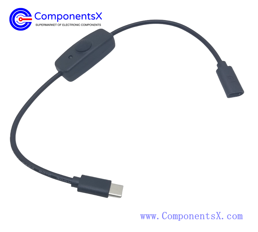 Raspberry Pi 4b high current switch cable Type-c male and female extension power cable with indicator light